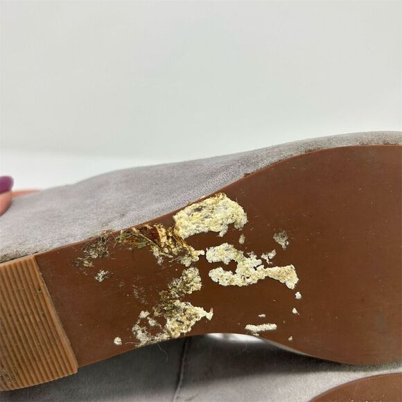 Jeffrey Campbell Women's Light Gray Peep Toe Wedge Heels Size 6 Classic Summer - Picture 10 of 15